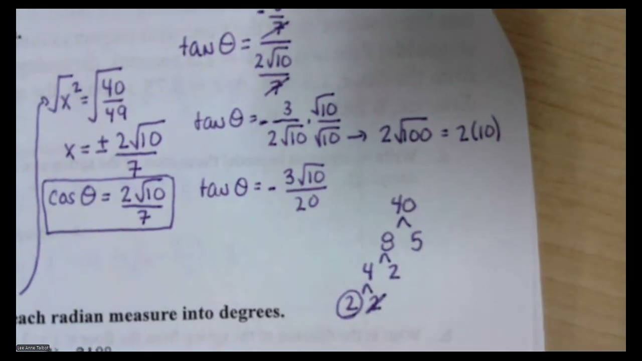 3/10 - Integrated Math 3 - Chapter 9 Review Notes