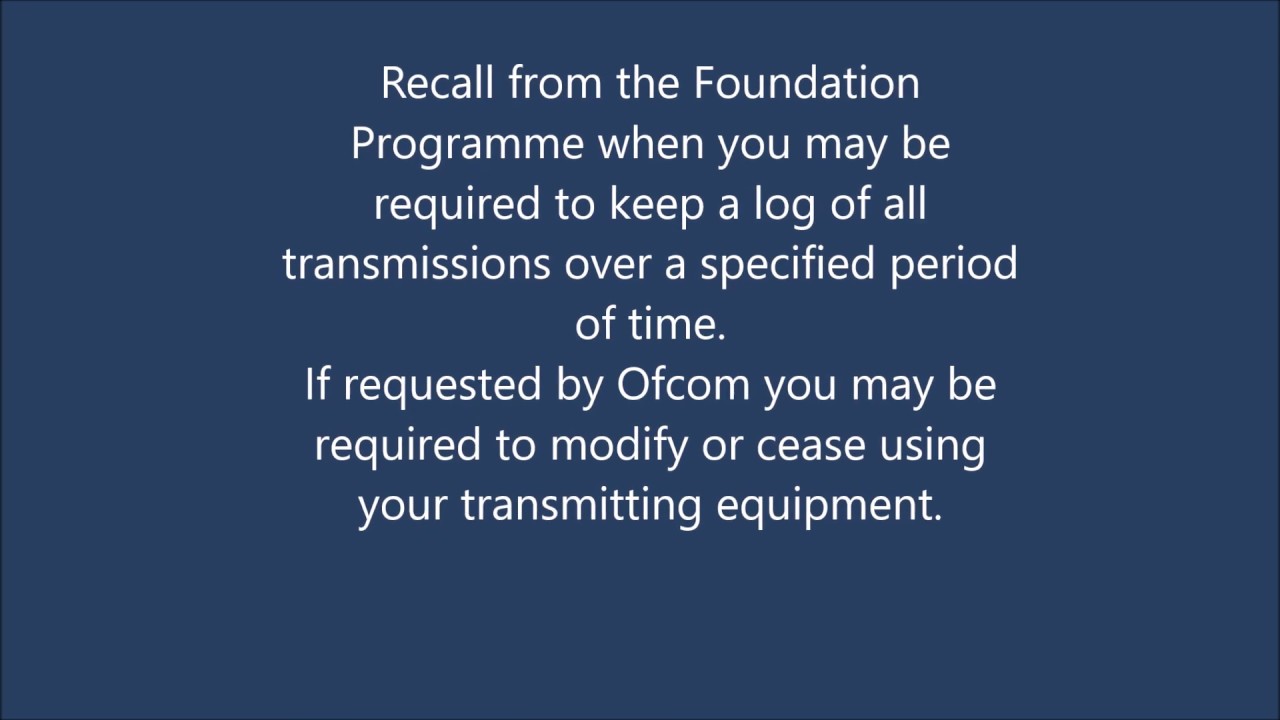 RSGB Intermediate Licence Section One Licensing Conditions