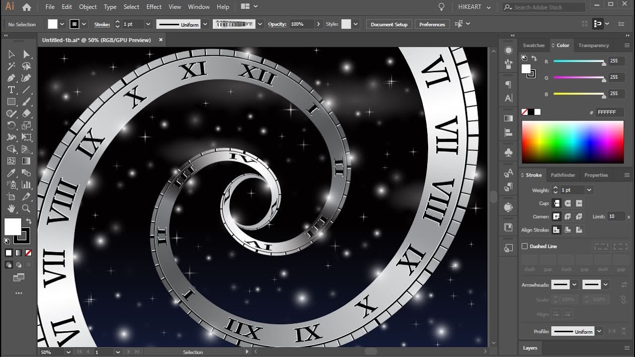 Как создать спиральные часы в Adobe Illustrator