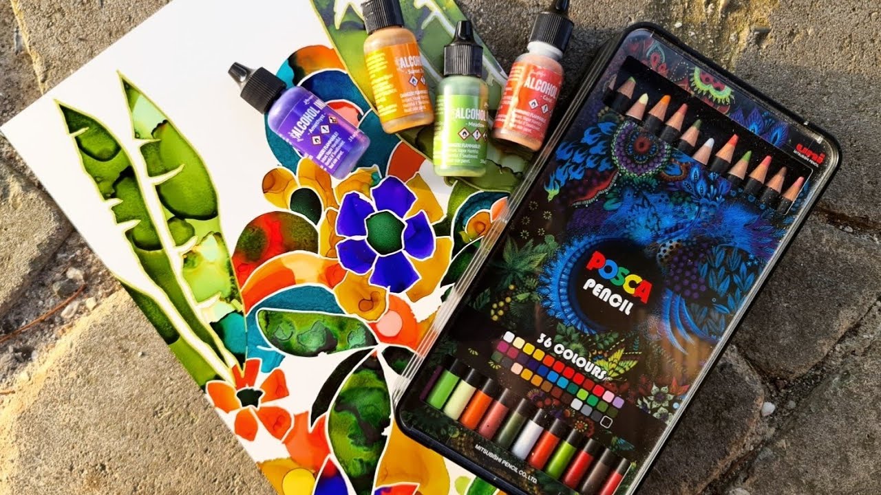 Challenge / Inspiration / Fluid Art [ 243 ] Alcohol Ink / Posca Pencil