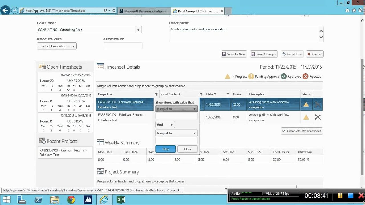 Time and Expense Tracking in Microsoft Dynamics GP, Dynamics NAV and Dynamics AX