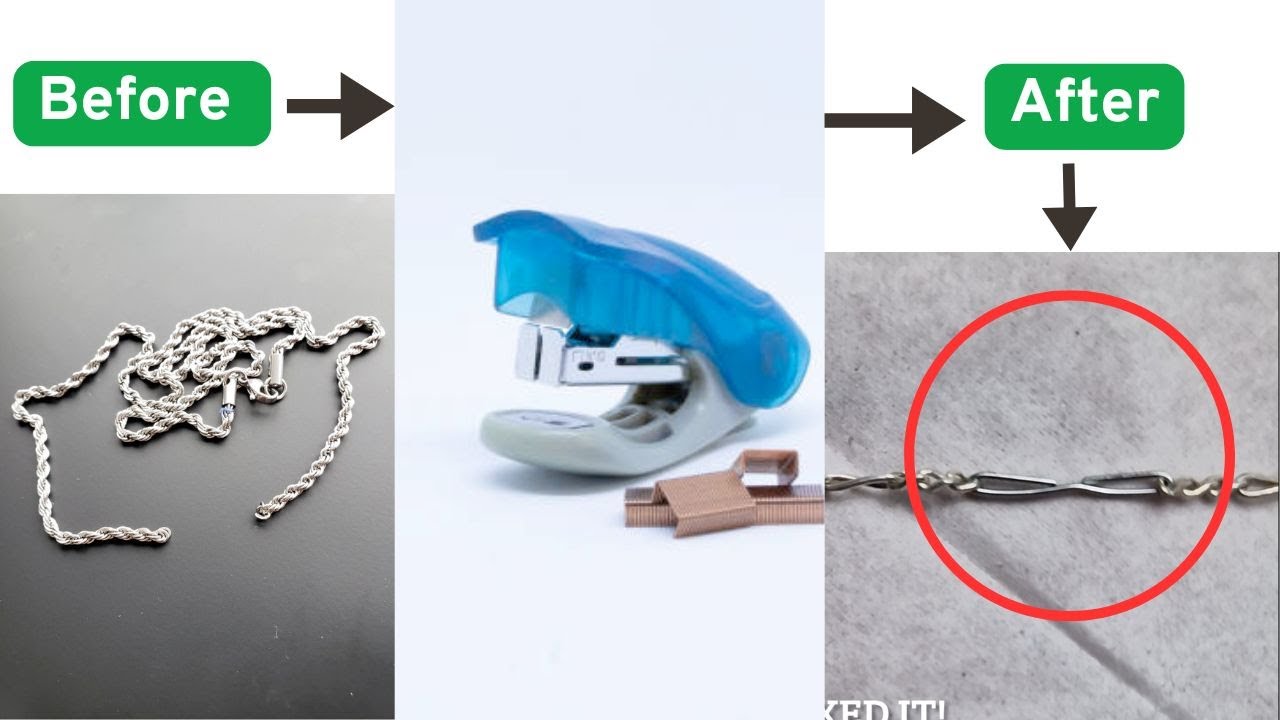 How to FIX a BROKEN SILVER NECKLACE - WITH Stapler's Pin ( DIY Jewellery Repair )