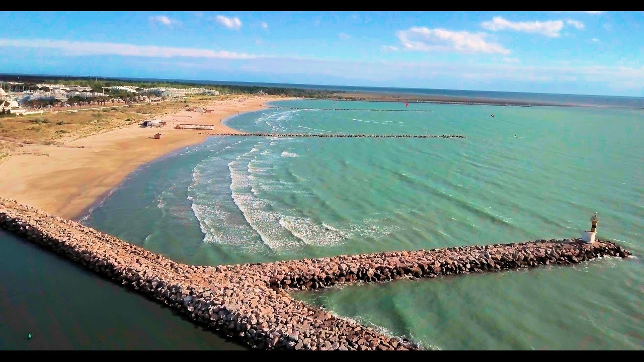 SPOT KITESURF Drone 4k : Port Camargue Plage Sud / Le Grau-du-Roi / Gard / France