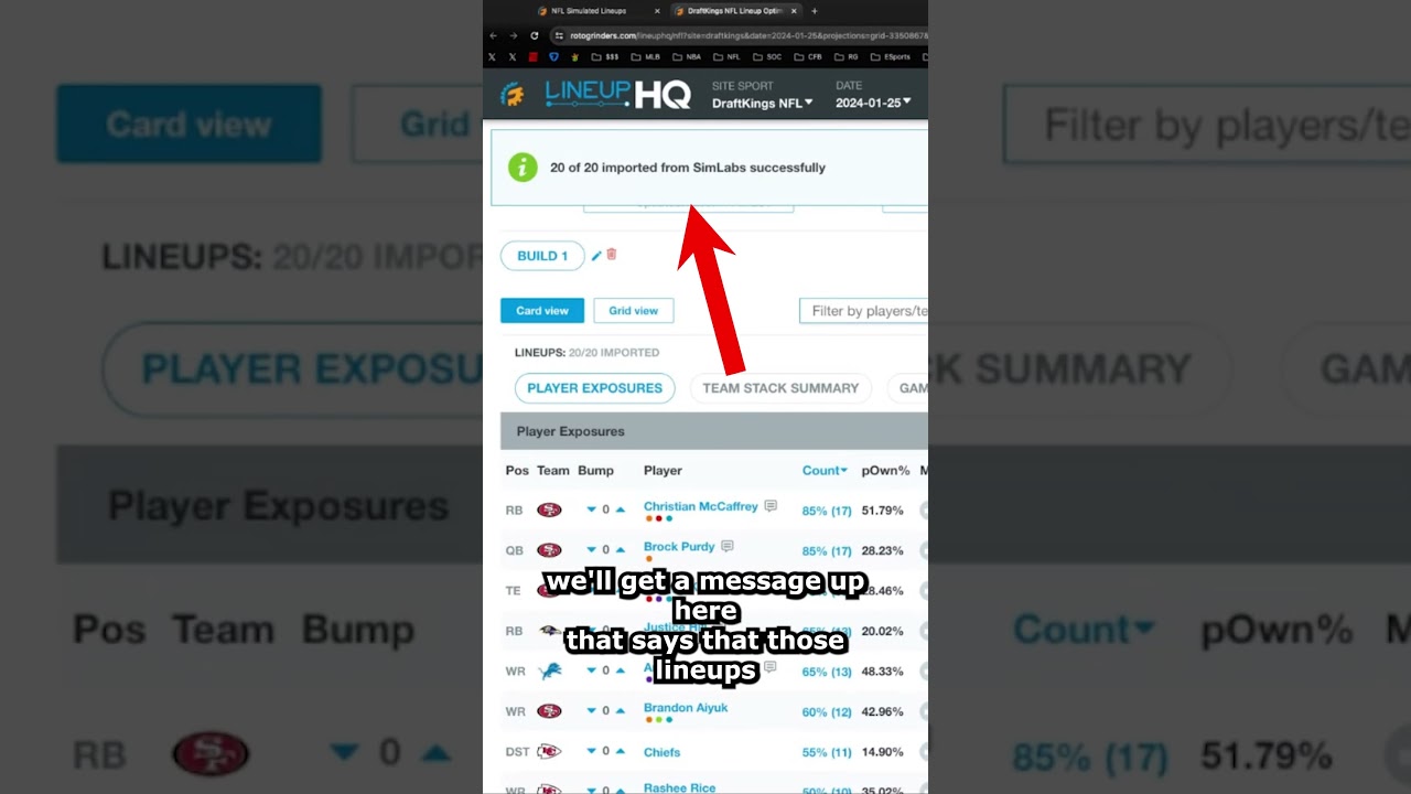Sync Simulated DraftKings & FanDuel DFS Lineups in SECONDS!