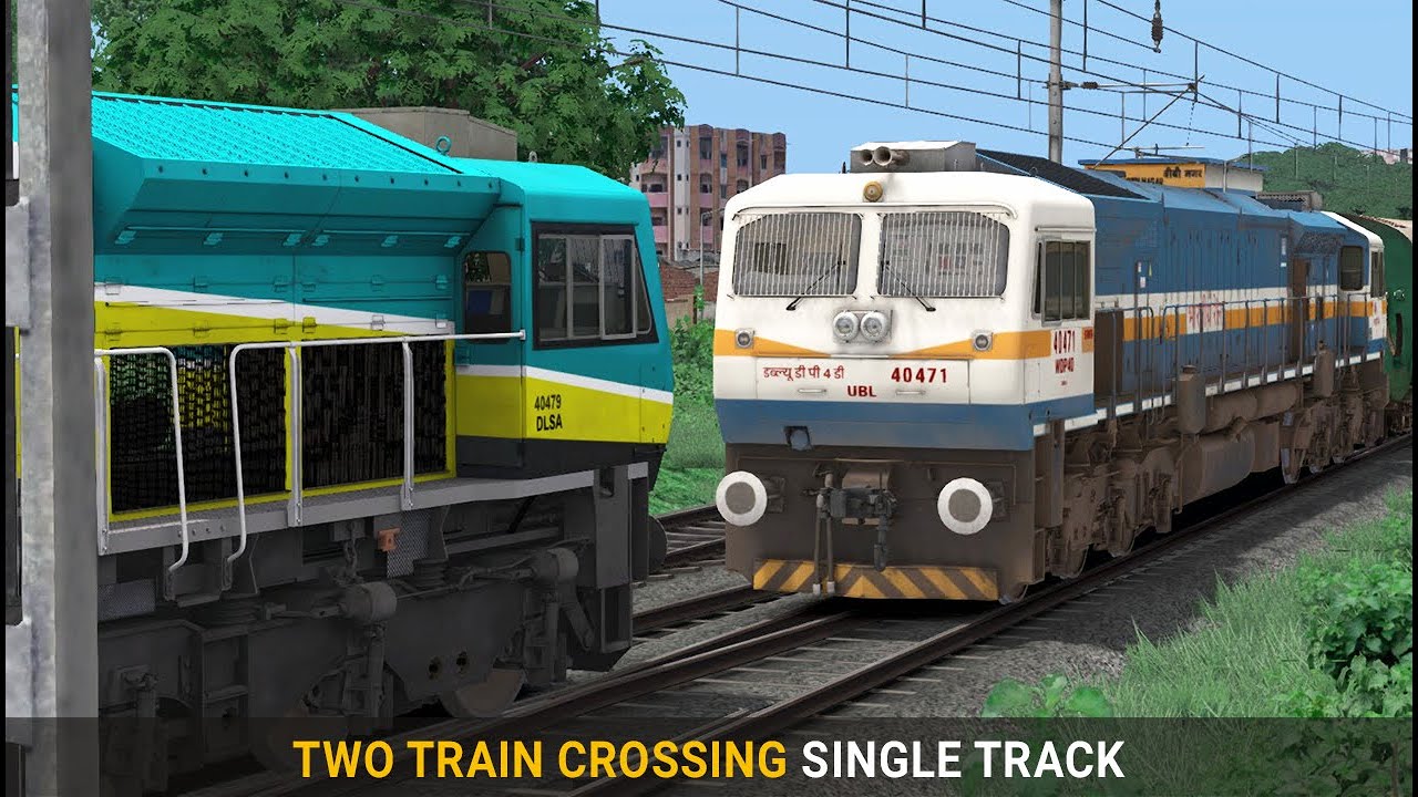 Two Train Crossing on a Single Track | Train Simulator | Train Crossing | Rail Road Games