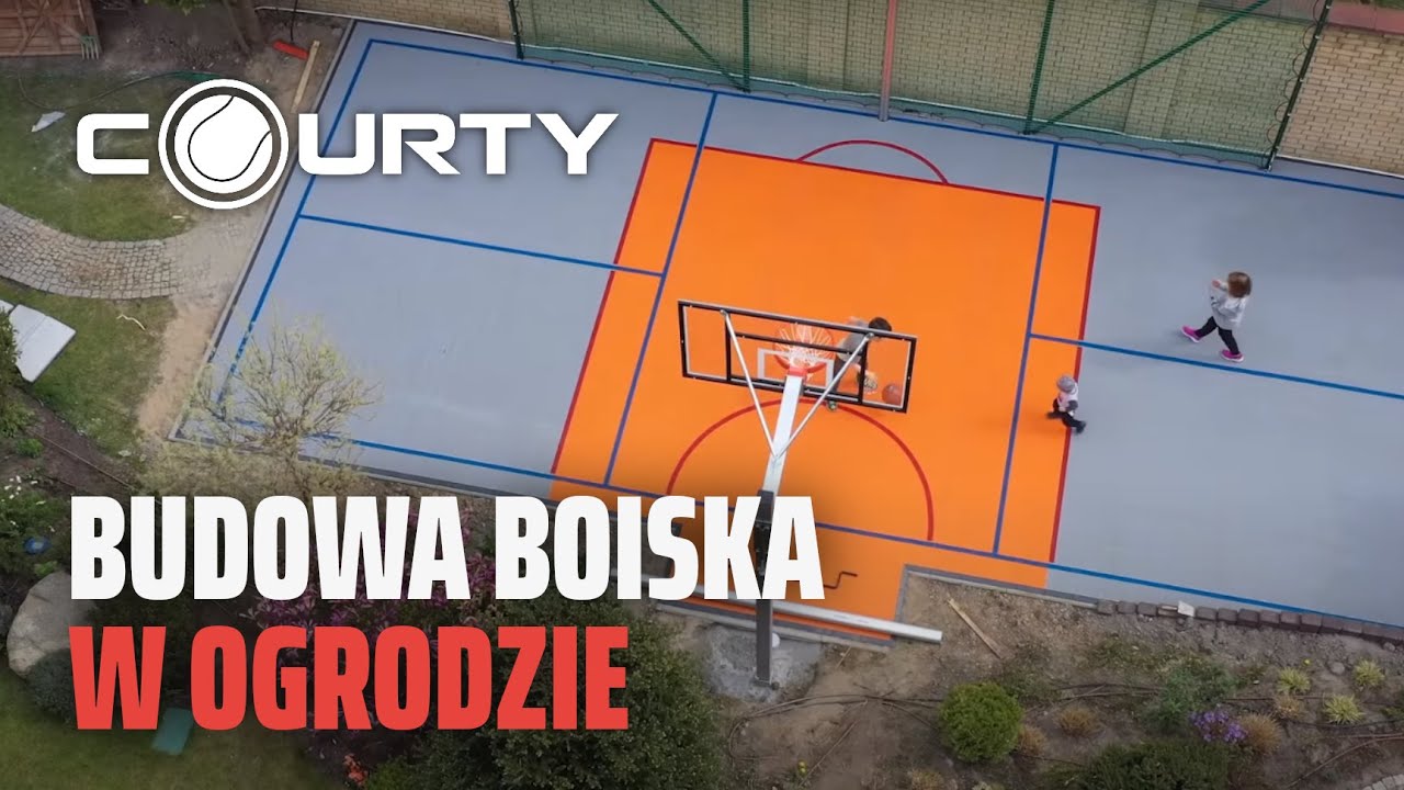 Budowa boiska w ogrodzie - Przydomowe boisko do koszykówki/Private home court - Nawierzchnia Courty
