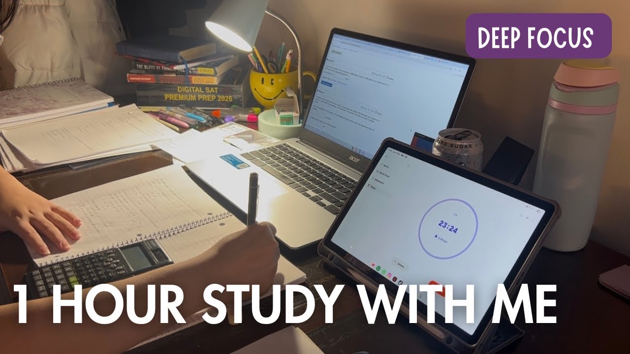 1 hour Deep Focus study with me | No breaks,  No music | motivation for college students