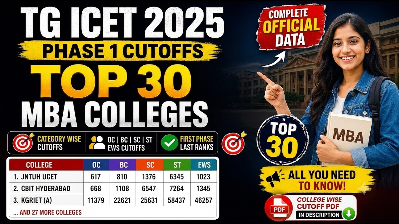 Top 30 MBA Colleges Cutoff 2026 🔥 | TG ICET 2026 MBA College Predictor | Check Your Rank