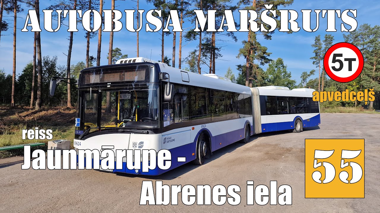 Rīga, Autobusa maršruts №55, Reiss: Jaunmārupe - Abrenes iela (Rīga). Timelapse 2x