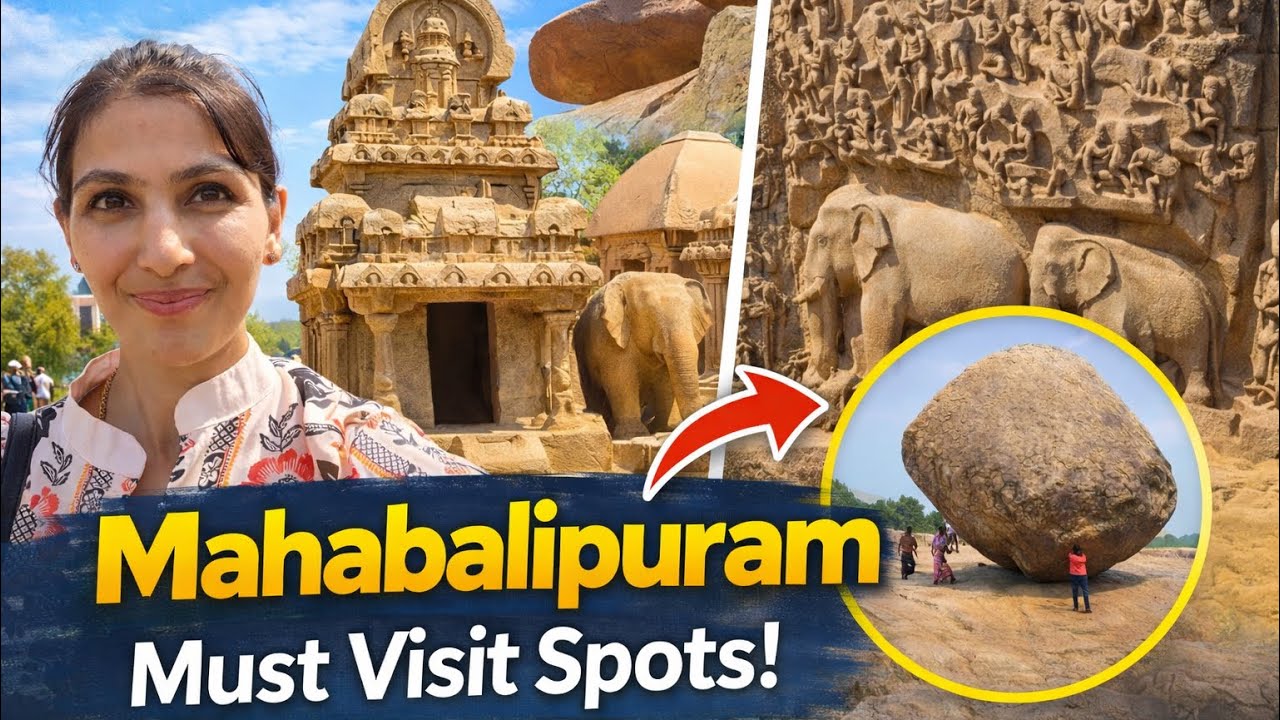 Mahabalipuram Vlog | Pancha Rathas, Krishna Butter Ball & Rock Temples 🏛️ @SimrankiGajabLife 