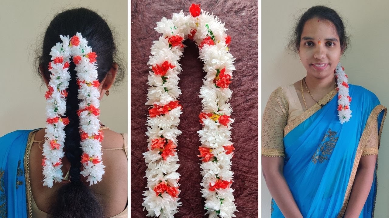How to make Tissue paper Jasmine Flowers Garland (Hara) | DIY Paper Flowers | Flower string method