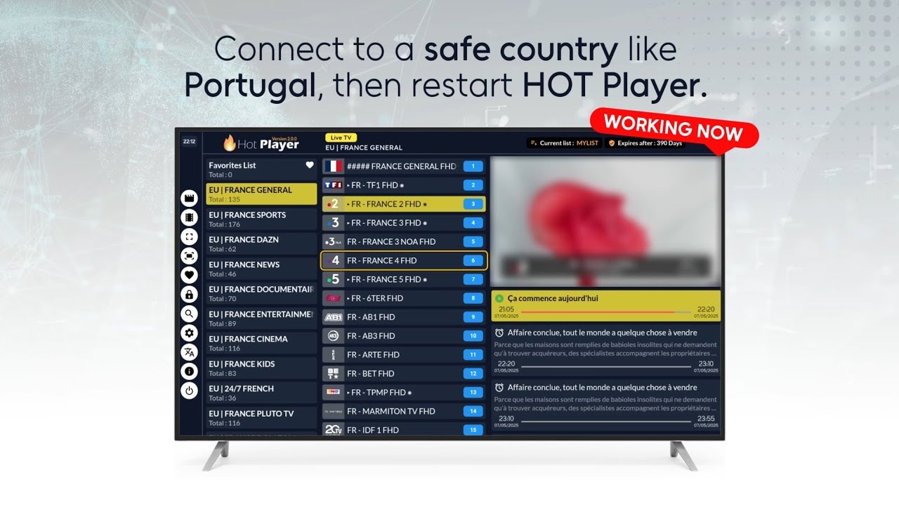 HOT Player - Fix Black Screen, Use VPN to Unlock Channels!