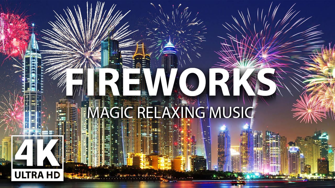 The best fireworks in the world accompanied by relaxing music (4K UHD)