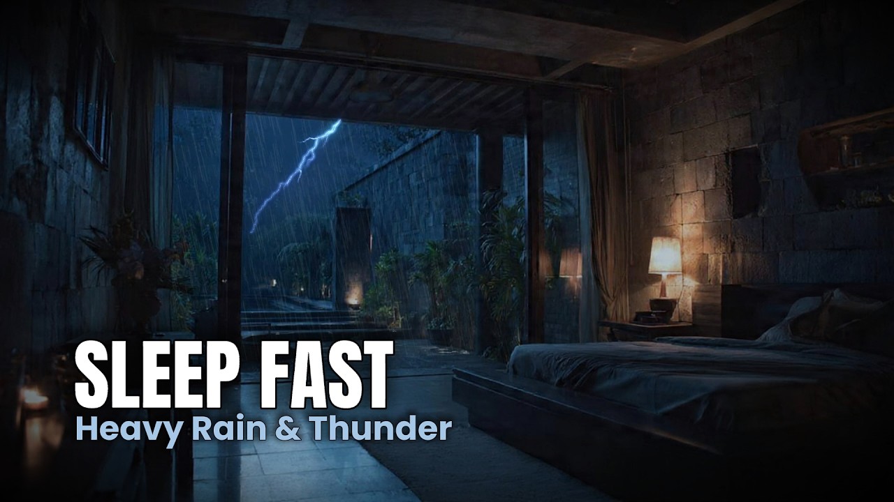 Heavy Rain with Thunder Sound Outside Bedroom for Insomnia – Fall Asleep Tonight 3 Hours