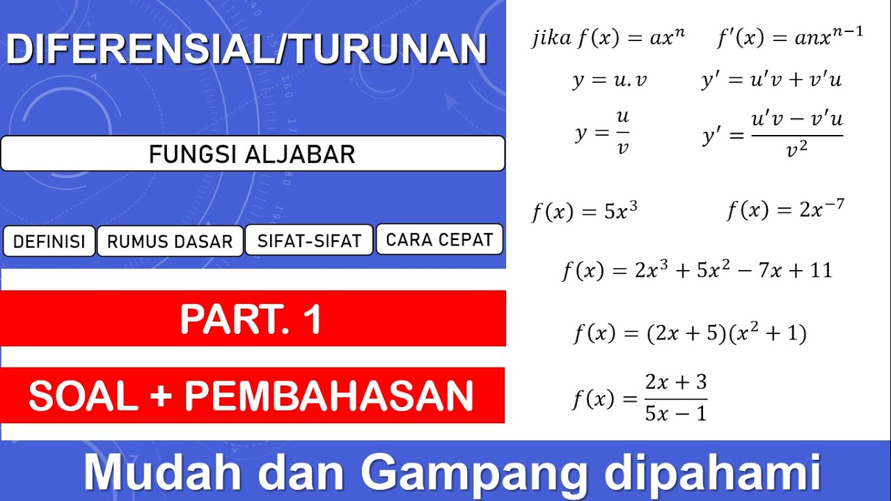 Turunan fungsi aljabar | Turunan part. 1