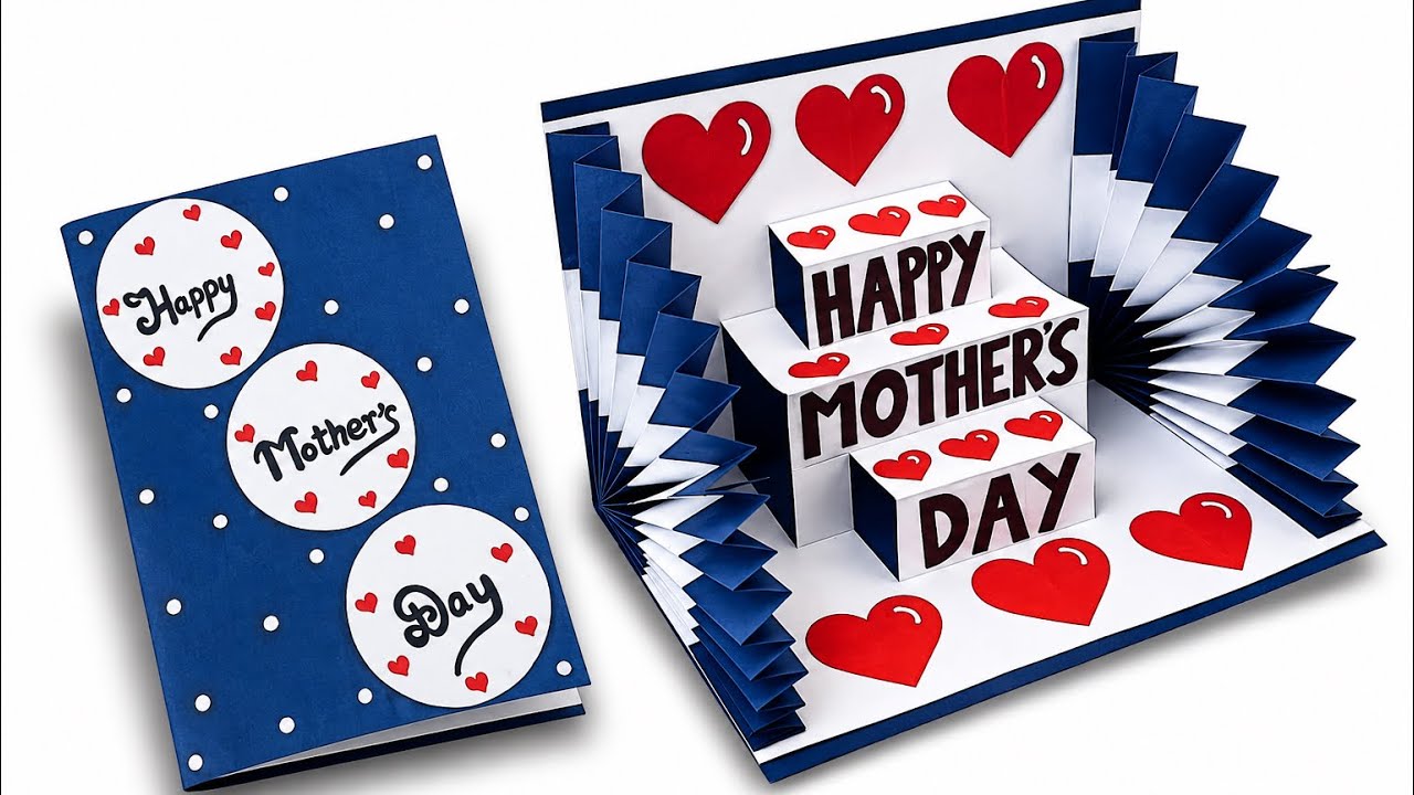 DIY Mother&rsquo;s Day Pop Up Card 💙 | Easy 3D Handmade Card for Mom | Beautiful Paper Craft