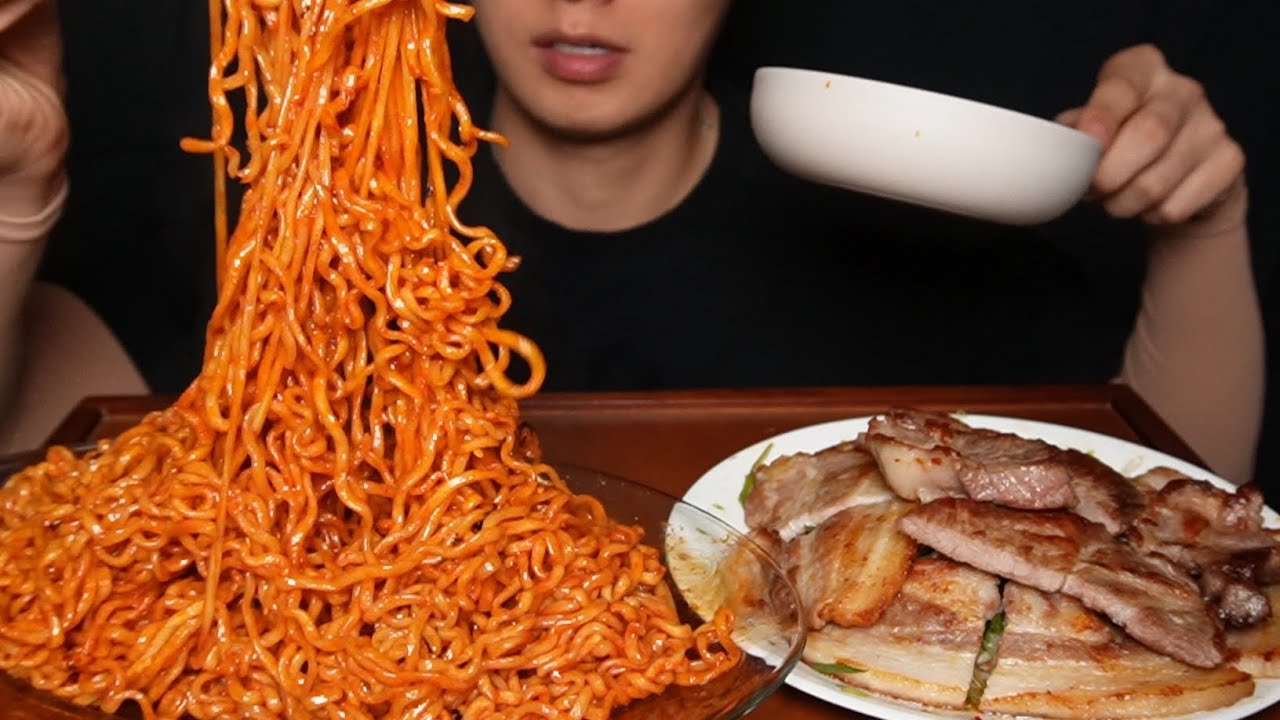 불닭볶음면 & 삼겹살 먹방!! 역시 불닭에는 삼겹살이지 Buldak Mukbang Asmr