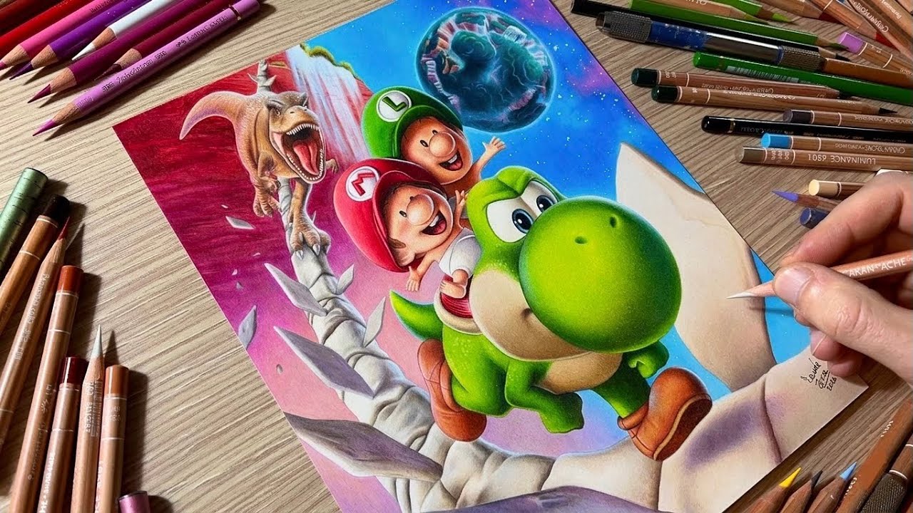 Drawing Super Mario Galaxy: Yoshi Poster  • Time Lapse