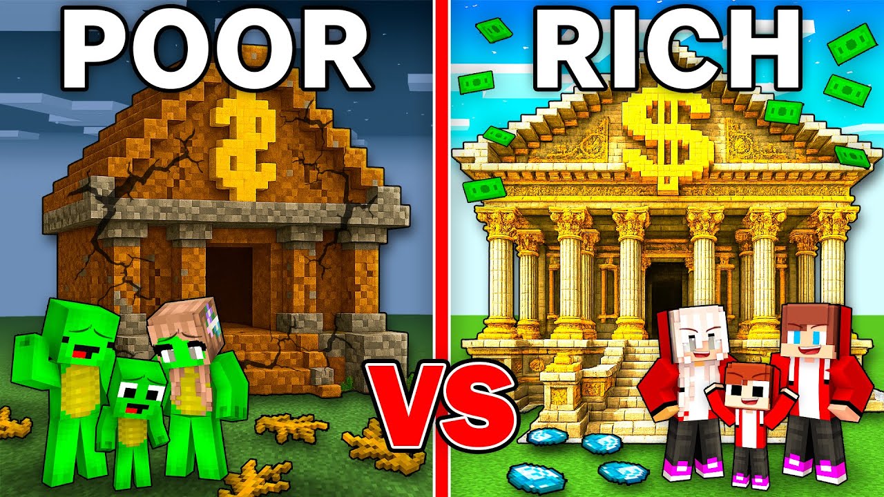 Mikey POOR vs JJ RICH Family Bank Survival Battle in Minecraft - Maizen