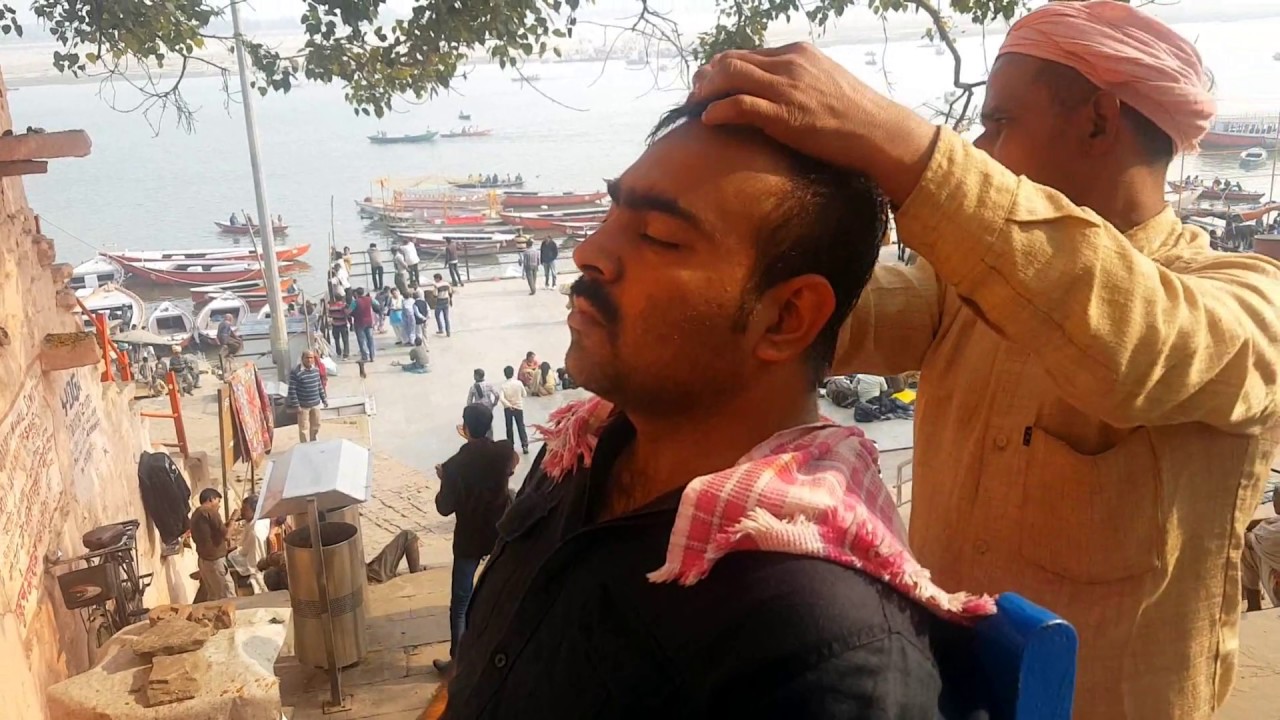 River's side Head Massage with Neck Cracking at Banks of Ganges - Varanasi