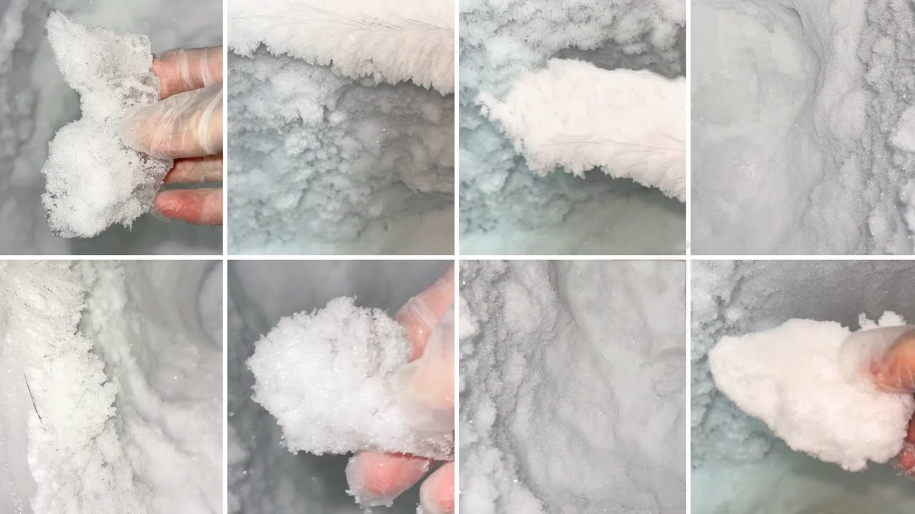 SATISFYING FREEZER FROST EATING / WHITE ICE EATING / SOFT ICE EATING / ASMR / COMPILATION 
