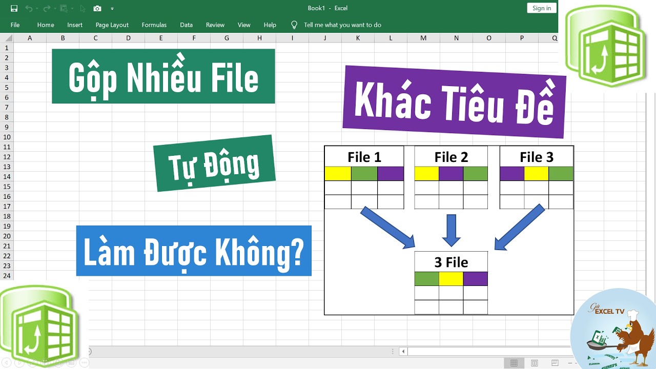 Gộp dữ liệu tự động nhiều file KHÁC TIÊU ĐỀ