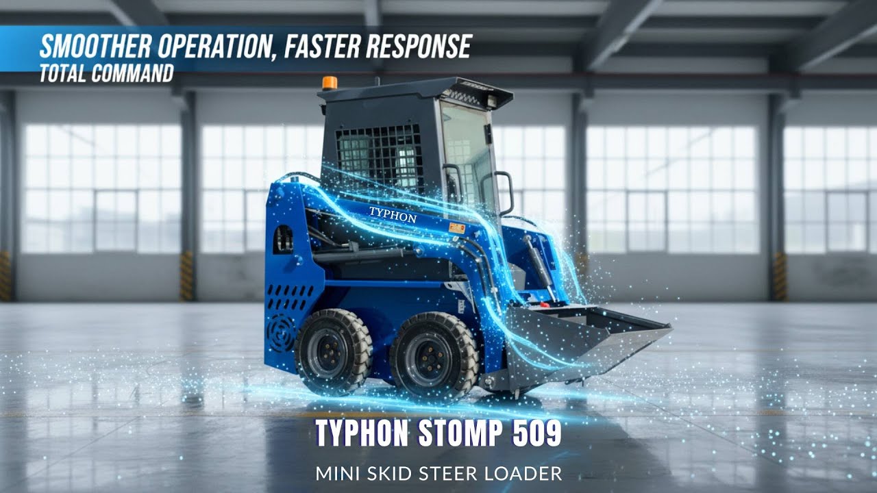 New TYPHON STOMP 509 Mini Skid Steer 1.4Ton  Kubota D1105 25HP Water-Cooled Diesel  Compact Power