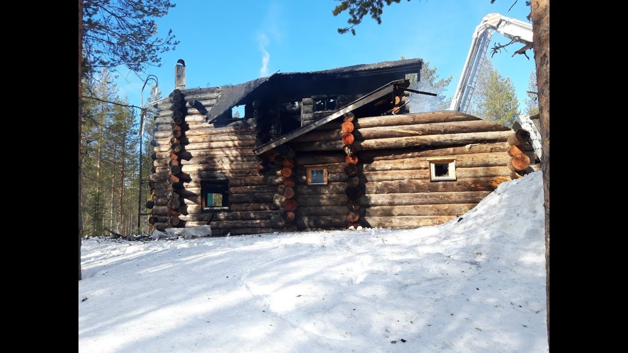 Mökkipalo Kittilän Levillä 12.4.2019
