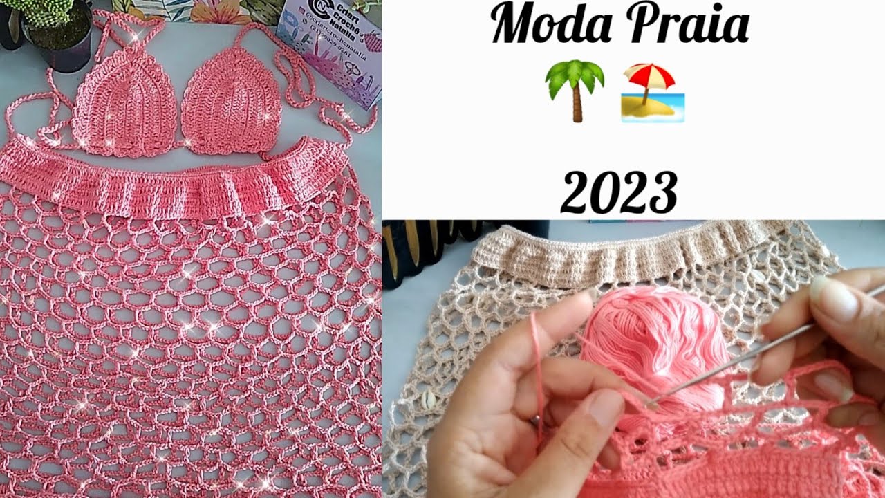 CONJUNTO  DE CROCHÊ MODA PRAIA 🌴  🏖 VERÃO 2023  DISPONÍVEL O PASSO A PASSO 👉@passoapassodacriart