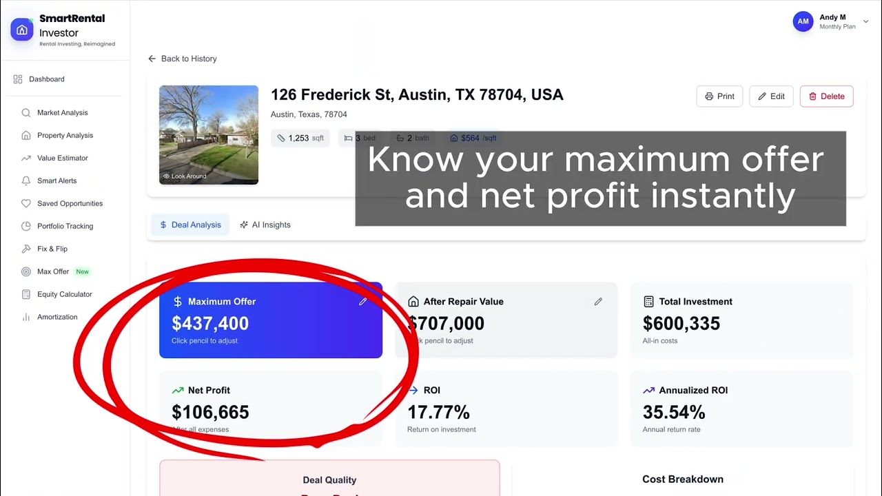 Fix and Flip Calculator: AI-Powered ARV, Rehab Costs & Profit Analysis | SmartRental Investor