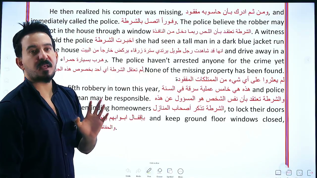 إنكليزي سادس اعدادي / يونت 2/  شرح قطعة السرقه  robbery 