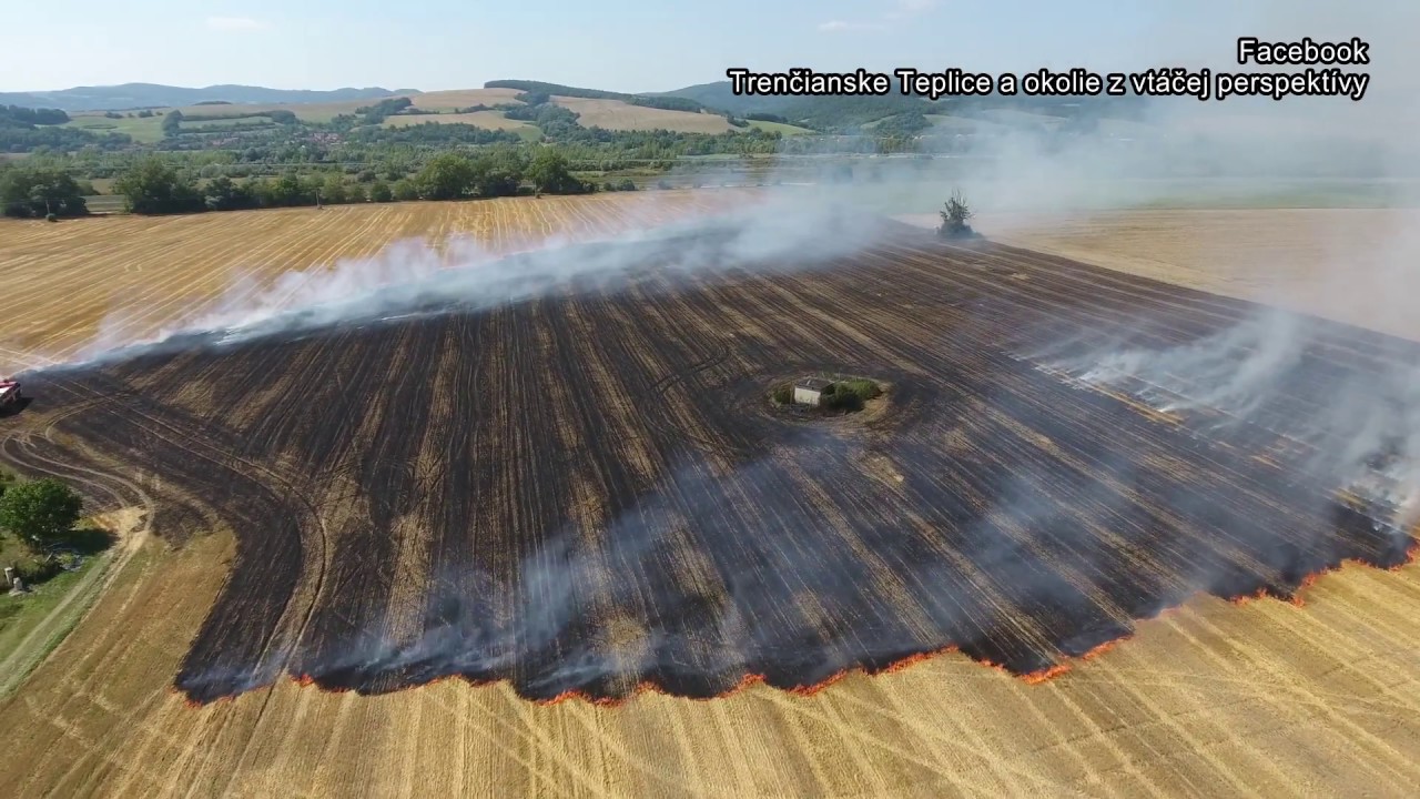 Požiar poľa v Trenčianskej Teplej, 1.8.2017