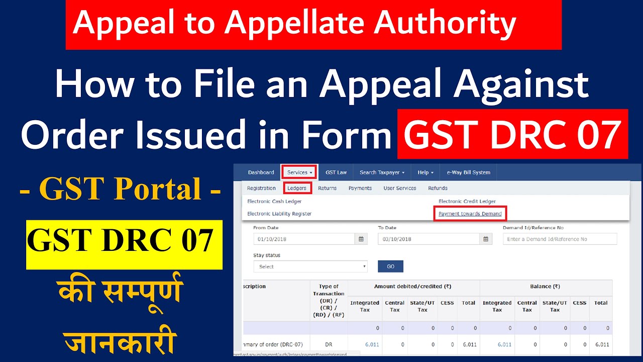 How to file appeal against order issued in Form GST DRC 07 | Appeal to Appellate Authority