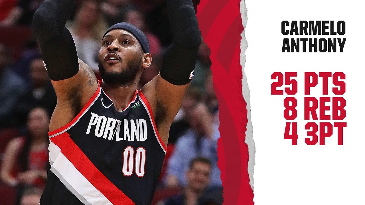 Carmelo Anthony (25 pts) Game Highlights | Trail Blazers vs. Bulls | November 25, 2019