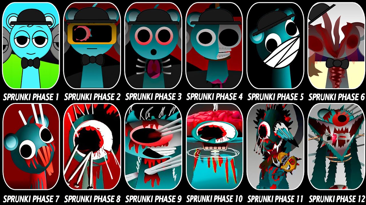 Phase 1 VS Phase 2 VS Phase 3 VS Phase 4 VS Phase 5 VS Phase 6 VS Phases 7-12 in Incredibox Sprunki!
