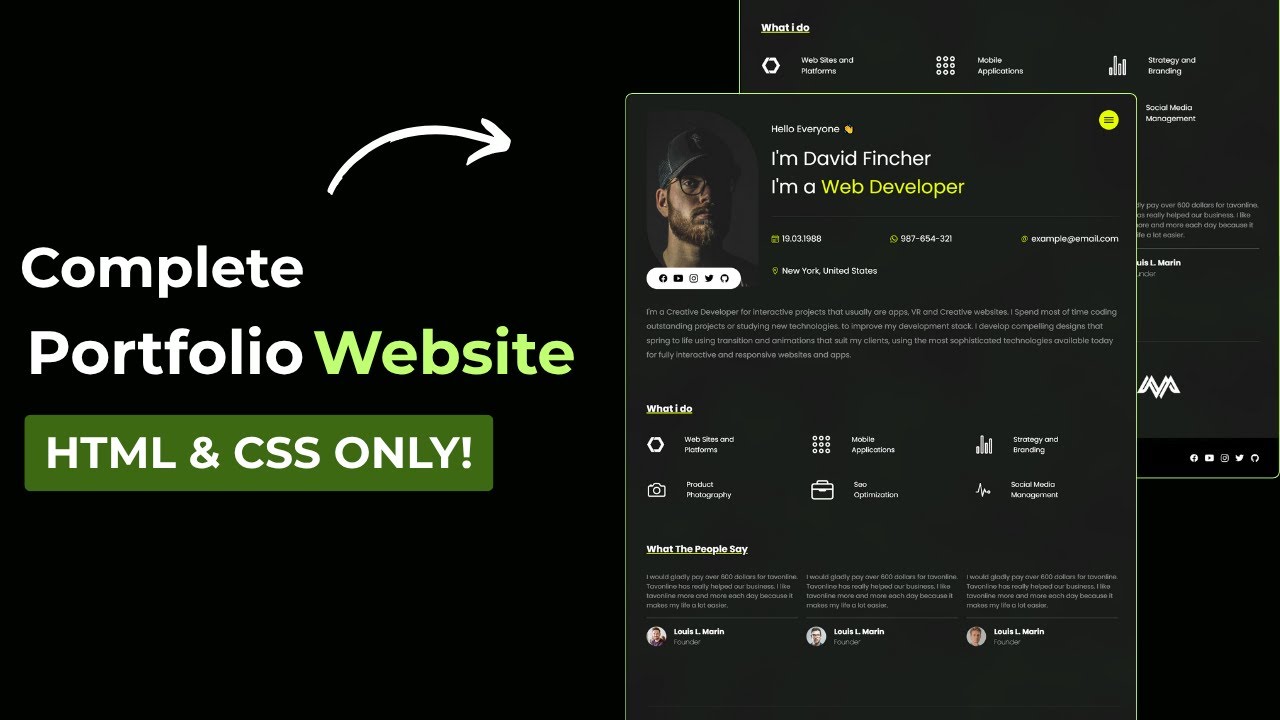 Create a Responsive Personal Portfolio Website Using HTML & CSS Only!