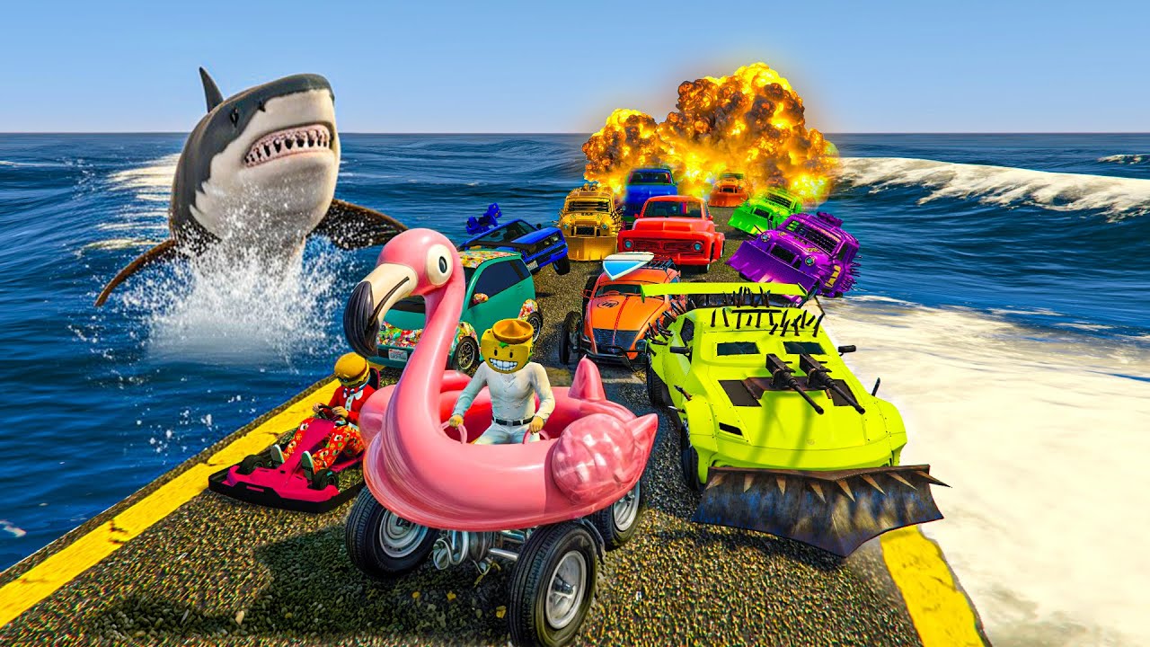 EL ÚLTIMO EXPLOTA CON COCHES ALEATORIOS ATRAVESANDO EL OCÉANO!! - GTA 5 ONLINE