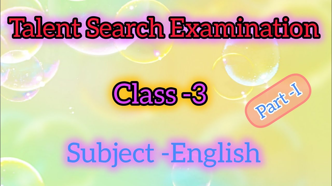 Talent Search Examination||Class -3||Subject -English||West Bengal board of primary education 