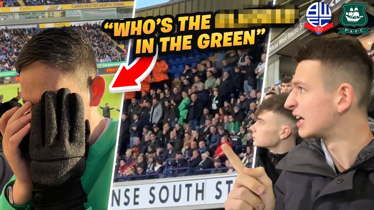 HOME FANS SING ______ to PIEFACE at Bolton vs Plymouth