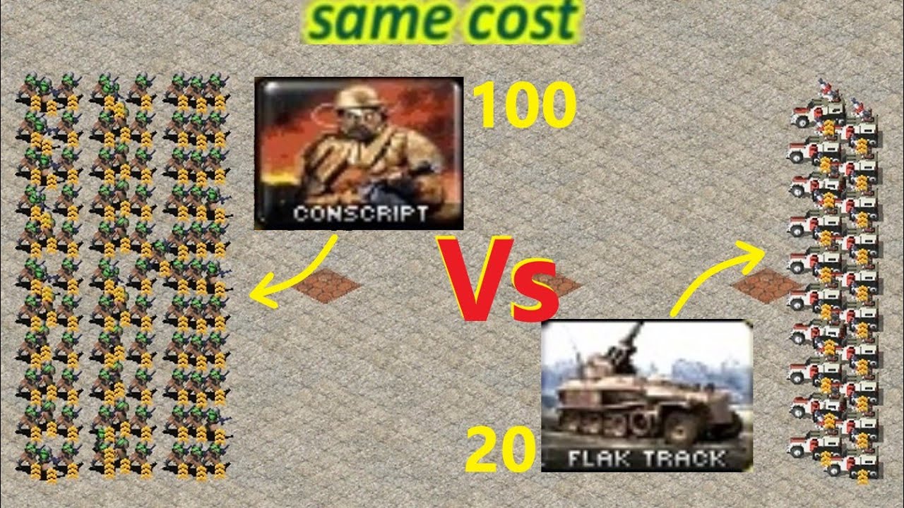 Conscripts vs Flak Track's - Same Cost Battle: Red Alert 2
