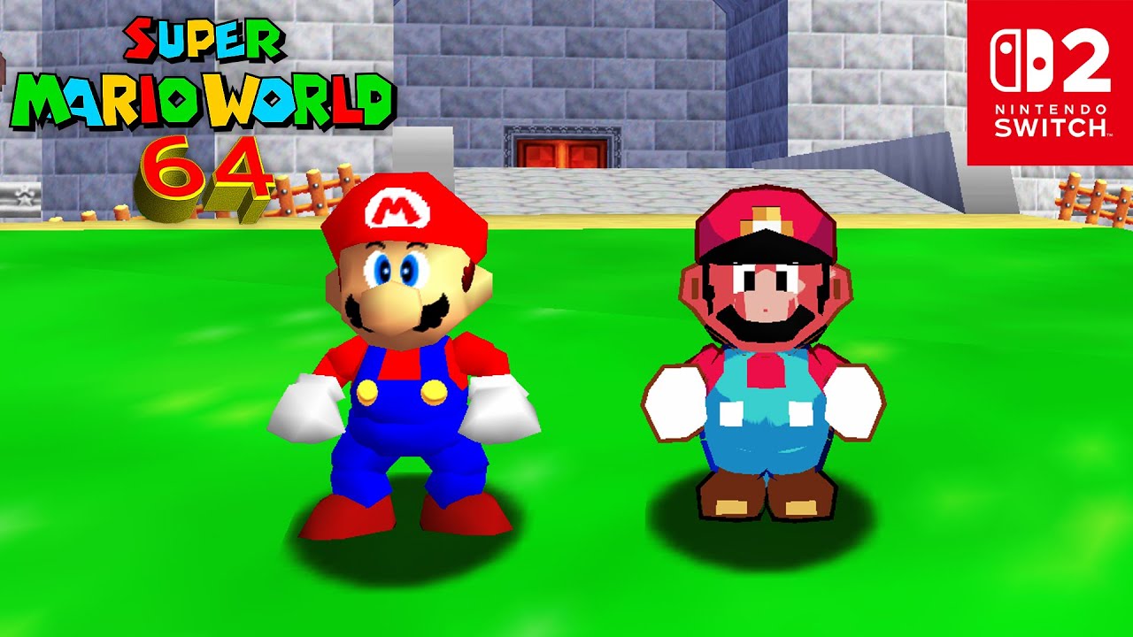Super Mario World Mario and Mario (2 Players) in Super Mario 64 - 100% Full Game Walkthrough