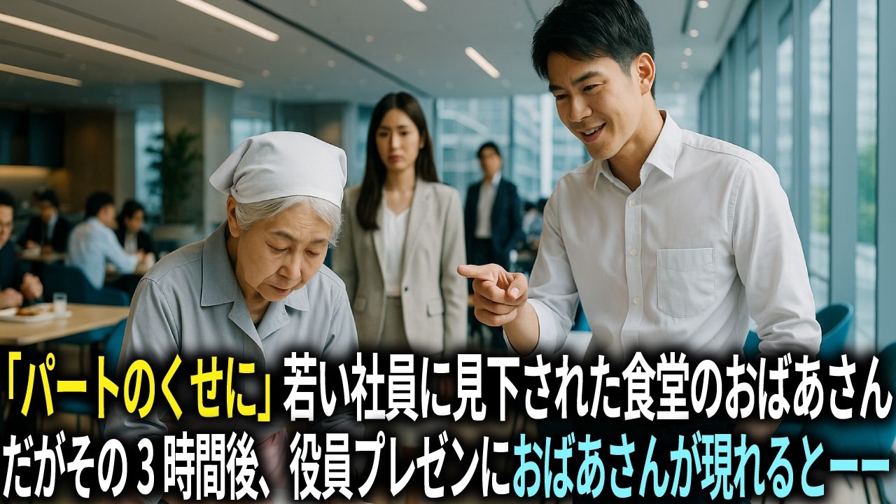 「パートのくせに」若い社員に見下された食堂のおばあさん。その3時間後、役員プレゼンにおばあさんが現れるとーー。
