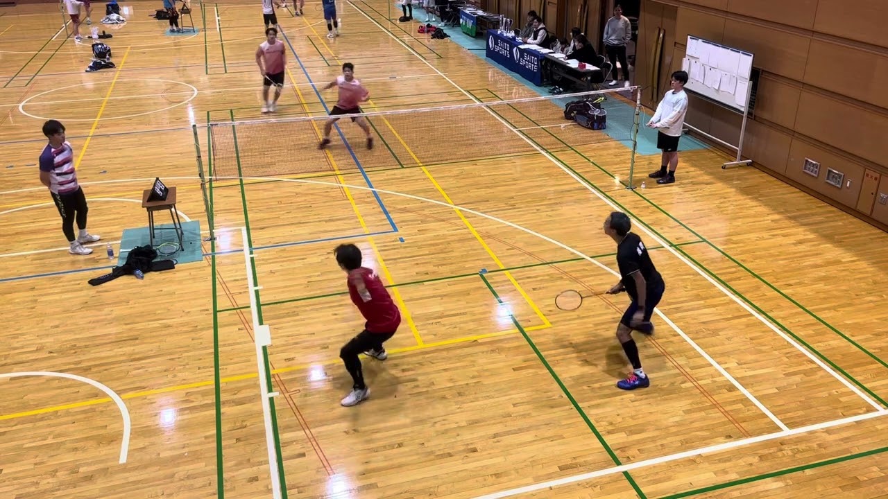 第11回サイトウスポーツ　予選男子ダブルスAクラスBブロック　山岸選手.落合選手VS阿部.岡本