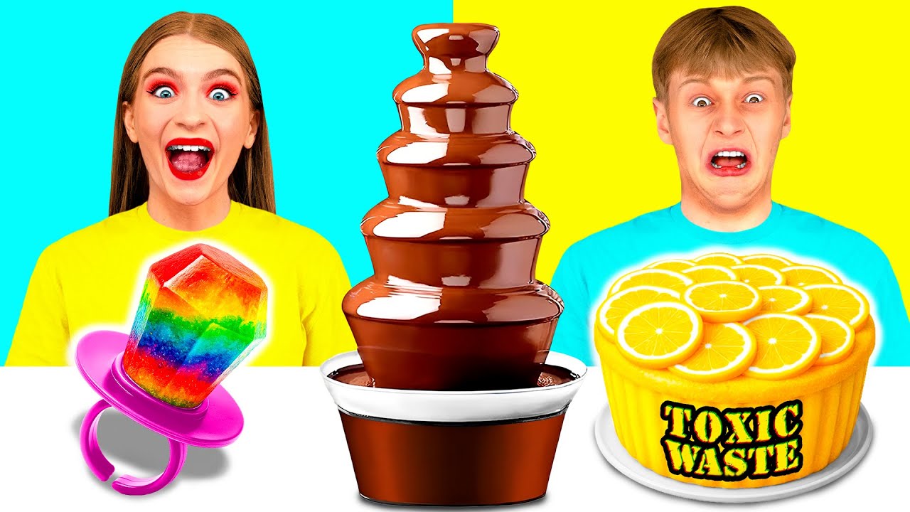 Шоколадный Фонтан Челлендж | Вкусные Рецепты с Едой от Happy Funny