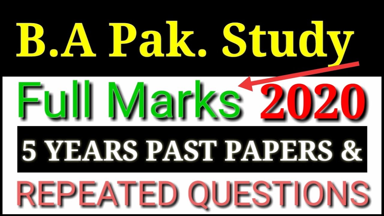 BA Pak Study Guess Paper 2020 I BA Pak Study Important Questions Punjab University 2020