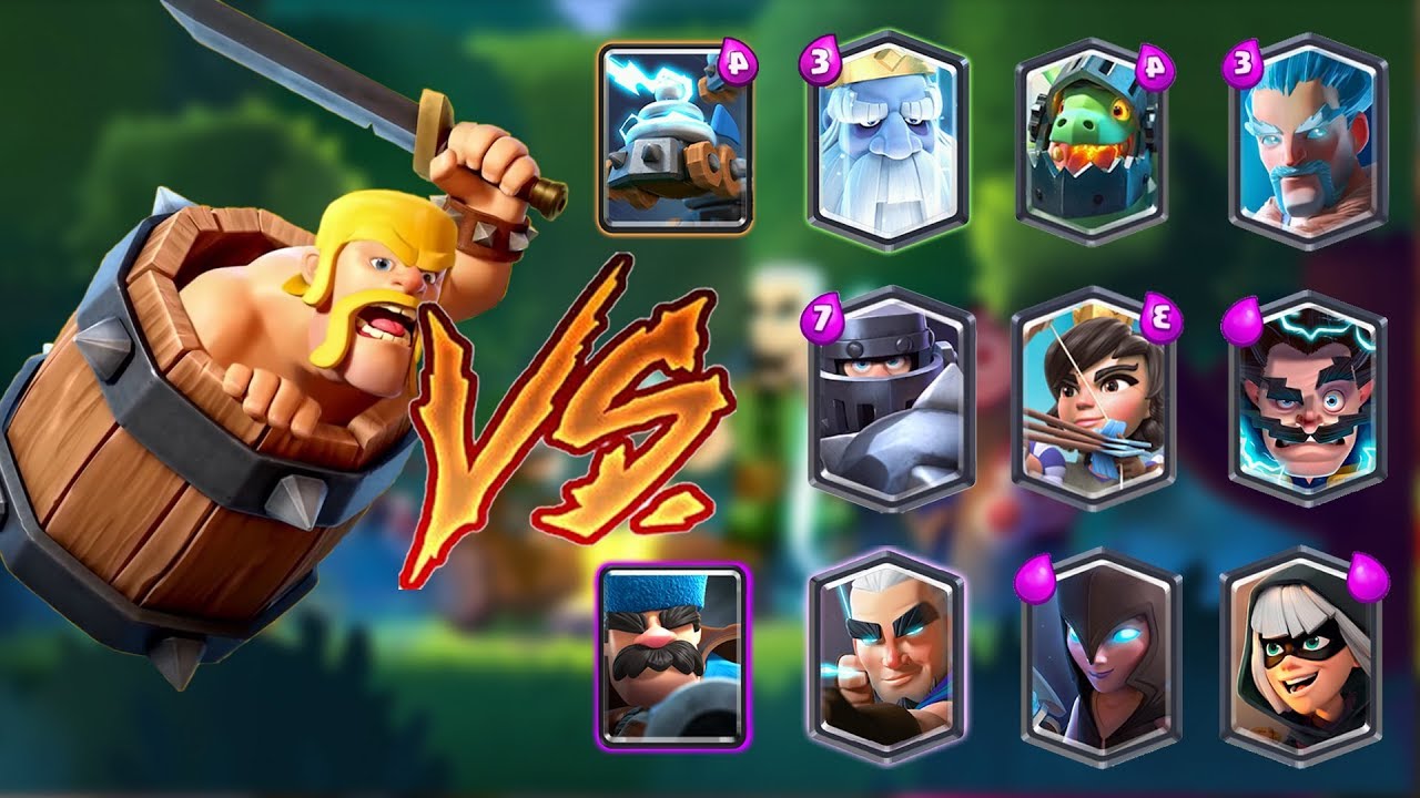 BARBARIAN BARREL VS ALL CARDS IN CLASH ROYALE | BARBARIAN BARREL 1 ON 1 GAMEPLAY