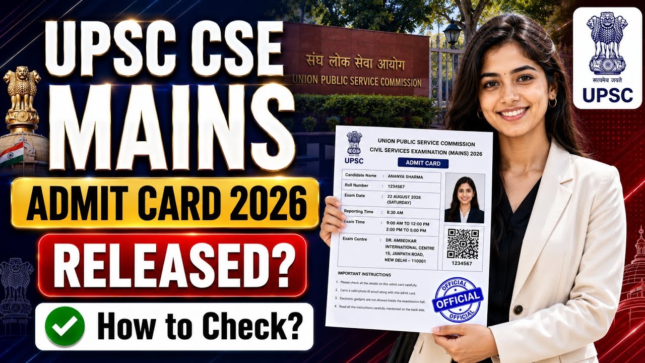 upsc cse mains admit card 2026 | upsc civil services mains admit card 2026