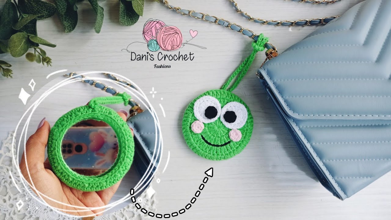 😍cómo tejer mirror cover/espejo 🪞 de 🐸 a crochet| llavero en tendencia