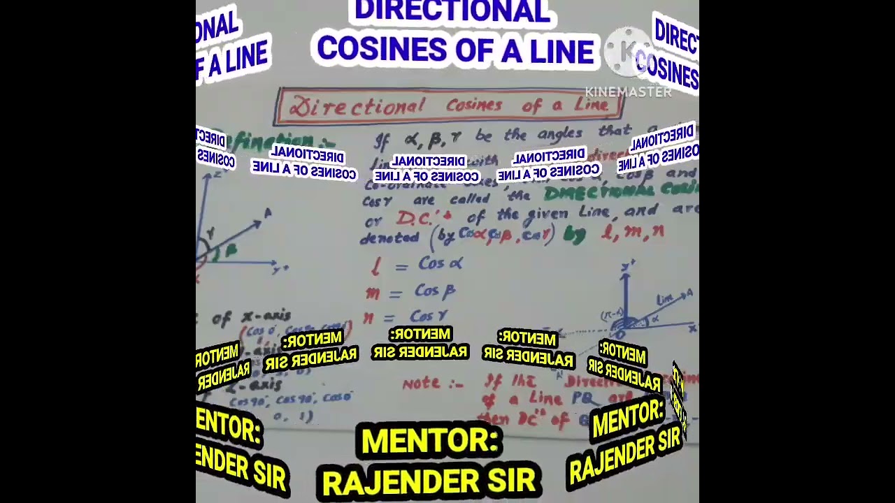 VECTORS ALGEBRA & 3D : DIRECTIONAL COSINES OF A LINE: FOR IITJEE MAINS & ADVANCED ASPIRANTS