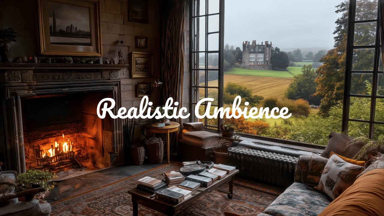Cozy Country Cottage Ambience 🕯️ Fireplace, Birdsong & Gentle Wind Sounds for Sleep & Relaxation